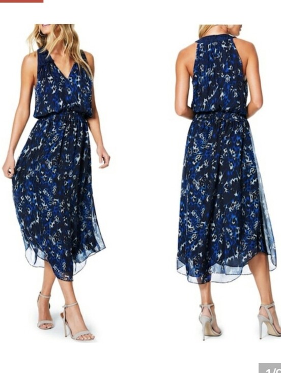 Ramy Brook Dresses & Skirts - Ramy Brook sz S Blue Leopard Silk Dress Flowy